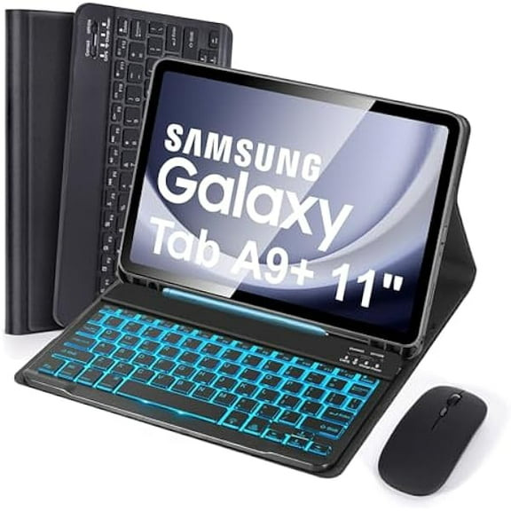 wonima88 Backlit Keyboard Case with Mouse for Samsung Galaxy Tab A9  / A9 Plus 11 Inch 2023 (SM-X210/X215/X216/X218), Slim Cover with Detachable Wireless Keyboard for Galaxy Tab A9 Plus 11", Black