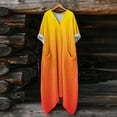 thumbnail image 4 of Gamivast Long Dresses for Women Oversized Baggy V Neck Long Sleeve Flowy Maxi Dress with Pockets Gradient Color Boho Dresses Casual Everyday Beach Dress, 4 of 7