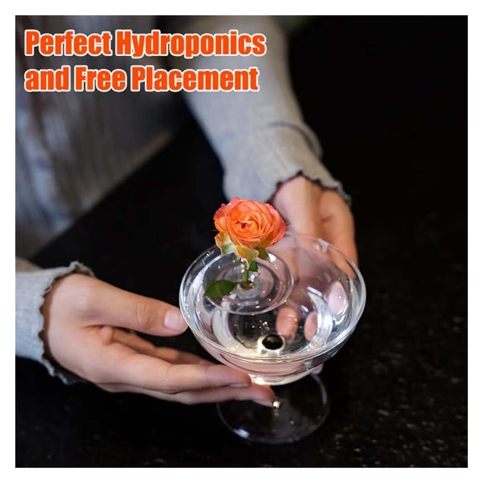 Creative Floating Floral Arrangement Holder, Wind-Driven Floating Flower Holder, Clear Acrylic  +