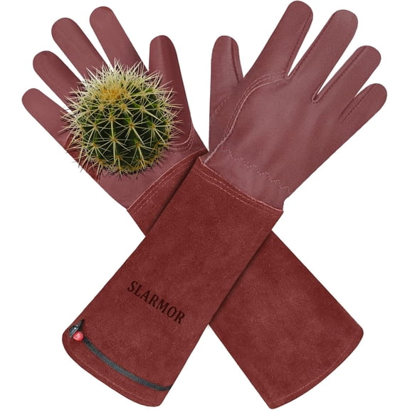 Guerkuk Long Gardening Gloves for Women Men, Thorn Proof Rose Pruning Heavy Duty Gauntlet-XL