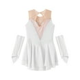 thumbnail image 5 of XUNZOO Kids Girls Figure Ice Skating Dress Sleeveless Leotard Dresses with Gloves Lyrical Dance Costume White 16, 5 of 6