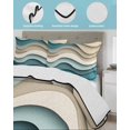 thumbnail image 4 of Quilts Full Size, Teal Beige Ombre Soft Comforter Bedding Set for Bed, Moire Modern Abstract Art Geometric Lightweight Quilted Bedspread with Pillow Cover(2 Pieces) for All Season, 78x90 Inch, 4 of 6