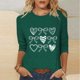 thumbnail image 2 of RKSTN Valentines Gift 3/4 Length Sleeve Womens Tops Oversized Crewneck Valentine Day Loves Heart Graphic Print Short Sleeve T Shirt Womens Casual Plus Size Round Neck Three Quarter Sleeve Tee Shirt, 2 of 6