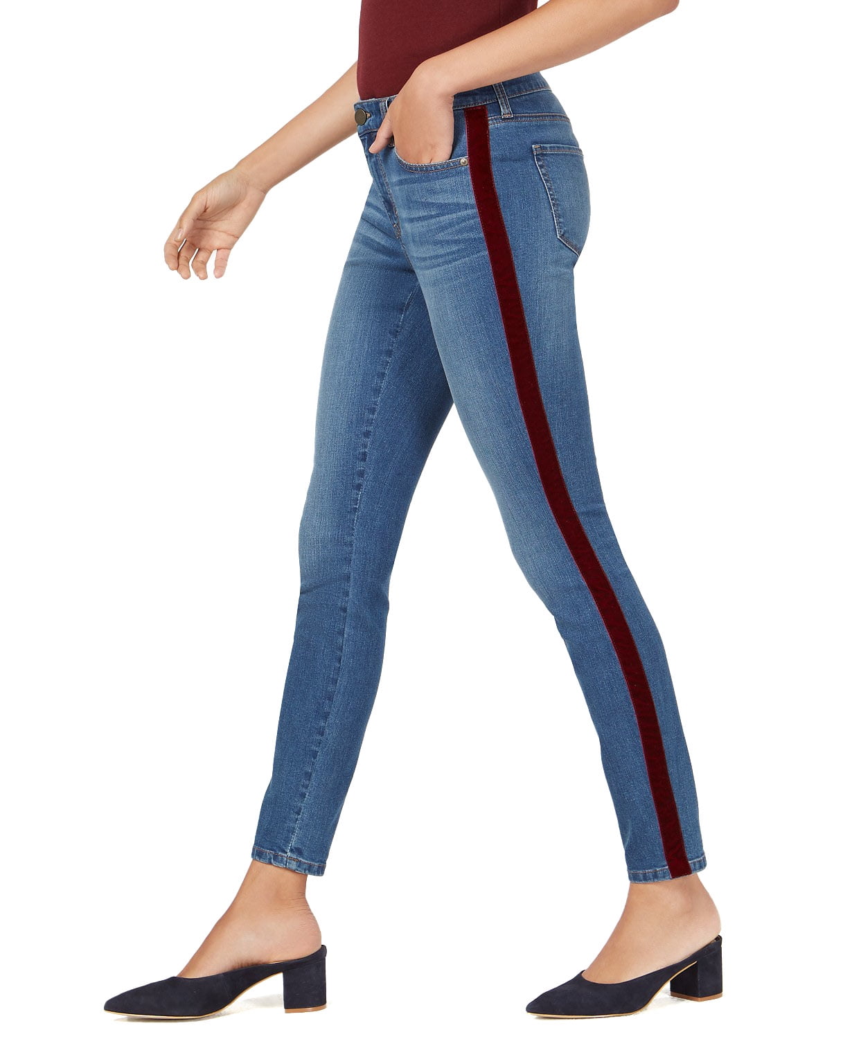 Womens jeans with clearance stripe on side