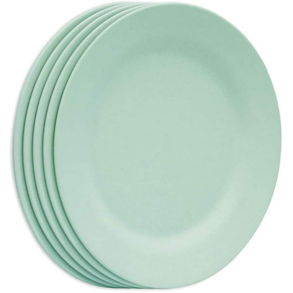 5 Pack 11 Inch Dinner Plate Set, Extra Large Pasta Plates, Unbreakable Dishes, Lightweight Wheat Straw Salad Dinnerware, Reusable Fiber Dessert Tableware (green)