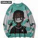 thumbnail image 2 of Harajuku vintage cartoon anime knitted sweater men winter oversized men's rock hip hop rap pullover women jumper ugly sweater, 2 of 4