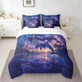 thumbnail image 2 of Erosebridal Purple Galaxy Dolphin Comforter Set Full 7 Piece Palm Tree Coastal Beach Theme Bed in a Bag,Sea Life Ocean Animal Bedding Set with 2 Sheets,2 Pillowcases,2 Throw Pillow Covers, 2 of 5