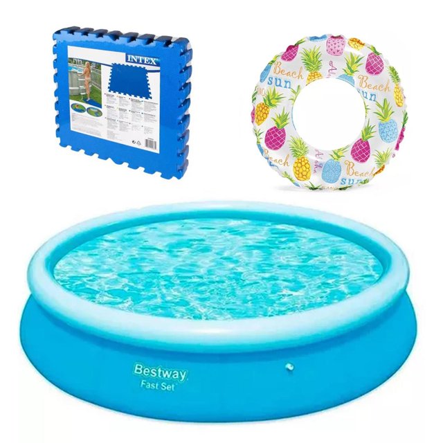 Alberca Inflable Redonda + Tapete Protector + Salvavidas Intex COMBO-INTEX-10