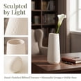 thumbnail image 2 of Unique Bargains Ribbed Ceramic Vase for Flowers Bright White 3.5"L x 3.5"W x 7.9"H, 2 of 5