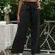 thumbnail image 5 of Pantalones largos informales de mujer, pantalones de trabajo con cintura alta, cinturón y bolsillos, 5 of 5