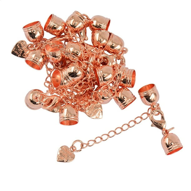 Puntas de Fianza con Tapas de Extremo de Cable de 10 Piezas con Cierre de Oro rosa