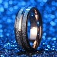 thumbnail image 3 of Wedding Ring Men Women 8mm Rose Gold Tungsten Wedding Band Double Meteorite, 3 of 7