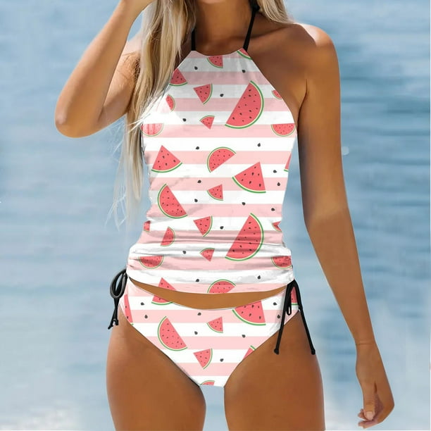 FhsagQ Swimsuit Sets for Women Plus Size Garter Belt Women's Swimwear  Tankini 2 Piece Normal Swimsuit Backless 2 Piece Printing Adjustable Print  Color Padded Strap Suits Vacation Beach Wear S
