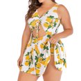 thumbnail image 3 of Hvot&aat Women's Plus Size One Piece Swimsuit V Neck Cutout Drawstring Tankini Flowy Hem Printing Bathing Suits, 3 of 4