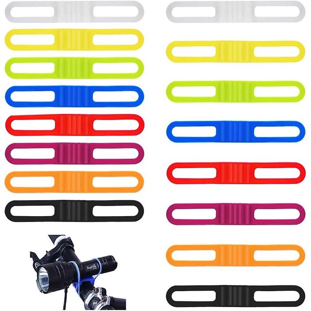 Banda elástica de silicona para bicicleta: 14 x 2,2 x 1 cm, 16 bandas de silicona para bicicleta para fijar linternas, teléfonos móviles y cronómetros, la banda de silicona para bicicleta es flexible Rojo Verde Cocina, Decoración y Otros