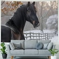 thumbnail image 4 of ERAPDAUR  Animal Tapestry, Friesian Sport Horse Portrait on a Snowy Winter Background Novelty Picture Print, Wide Wall Hanging for Bedroom Living Room Dorm 60x50inch, 4 of 6