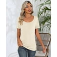 thumbnail image 5 of 2 Pcs Womens T Shirt Tops with Scoop Neck Basic Casual Tee Women Basic Layer Shirts, 5 of 5