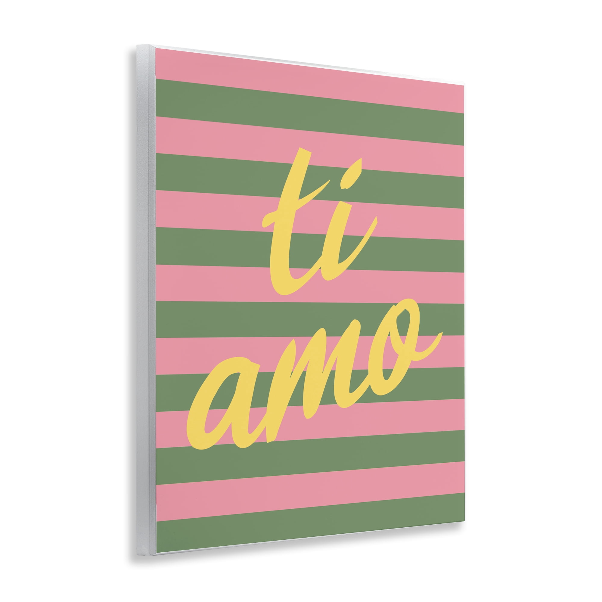Stupell Industries Ti Amo Pink Green Stripes Wall Plaque Art, design by SD Graphics Studio