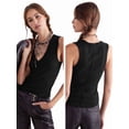 thumbnail image 3 of Womens Ribbed Tank Tops Summer Slim Fit V Neck Tops Casual Basic Knit Sleeveless Shirts Black S, 3 of 7