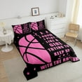 thumbnail image 4 of Erosebridal Basketball Bedding Twin Comforter Set,Stars Ball Game Down Comforter,Pink Black,Reversible,Lightweight,2pcs, 4 of 7