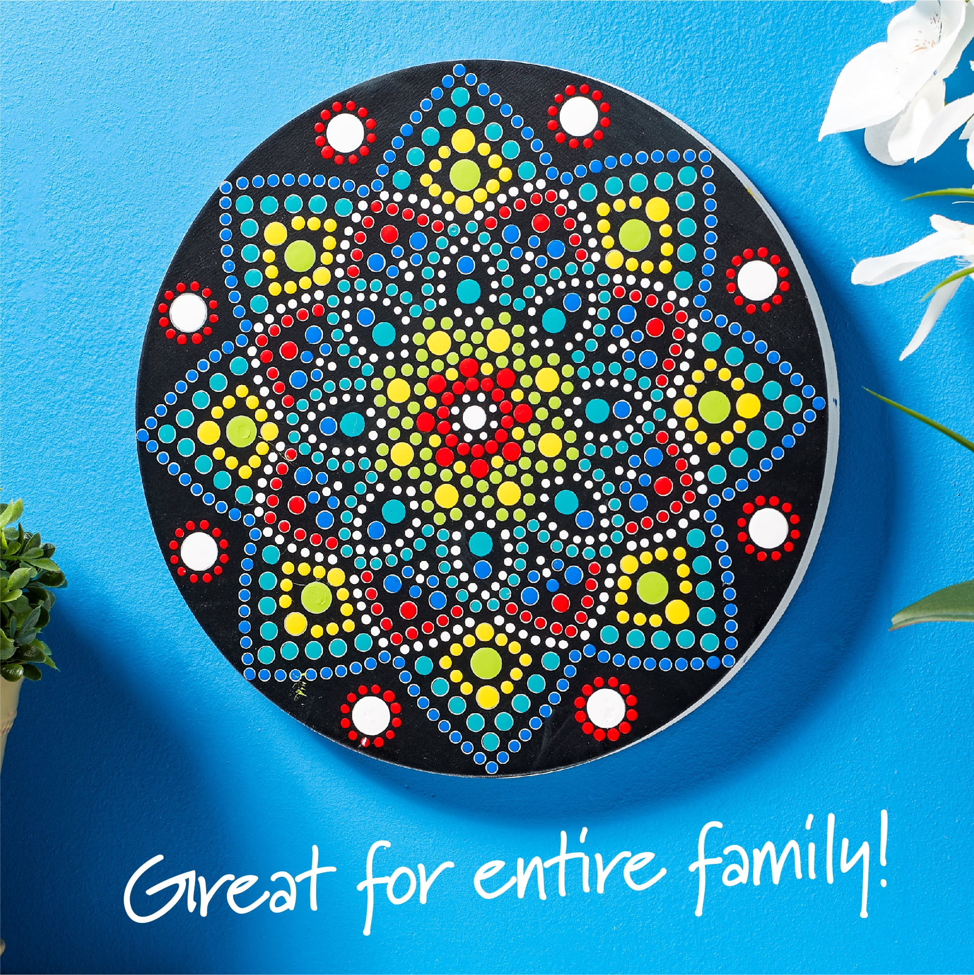 Plaid Unpainted Wood Surfaces Circle Plaque, Lotus Mandala, 10"