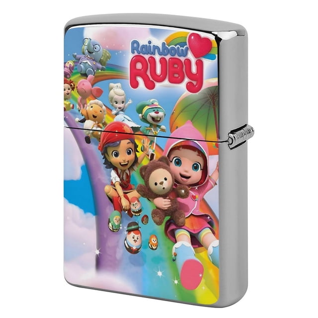 Rainbow Ruby-theme Copper Metal Lighter Shell, Premium Replacement Refillable Lighter Case with Durable Metal Construction, Compatible with Zippo and Most Standard Lighter Models