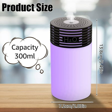 

Welpettie Mini Humidifiers with Night Light Portable 300ml Ultrasonic Cool Mist Air Humidifier 2 Mist Modes USB Humidifier for Office Home Bedroom Car