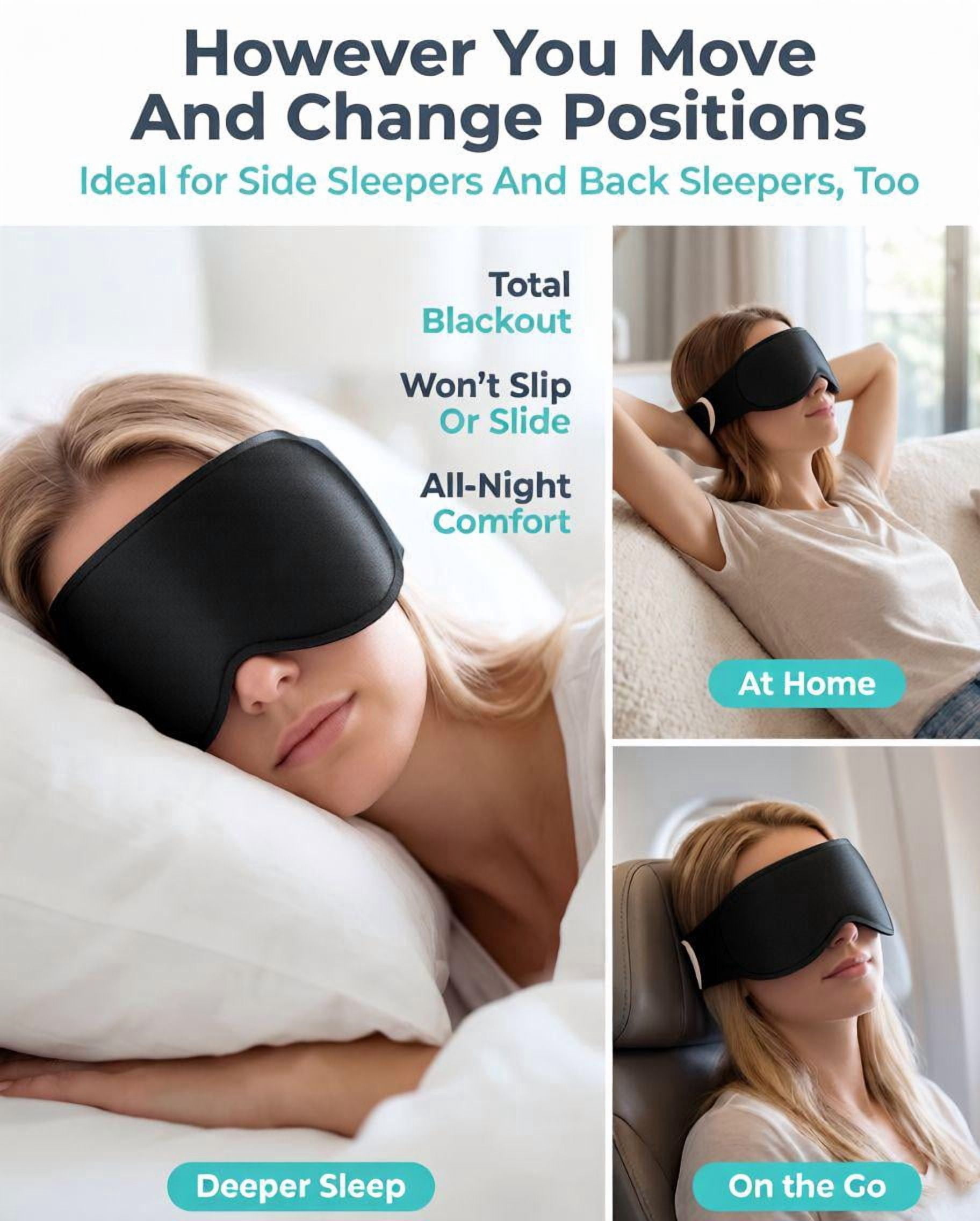 FACEMOON Weighted Sleep Mask 100% Blackout 3D Contoured for Men and Women Restful Sleep Experience Soft Memory Foam Zero Pressure Sleep Comfort Black