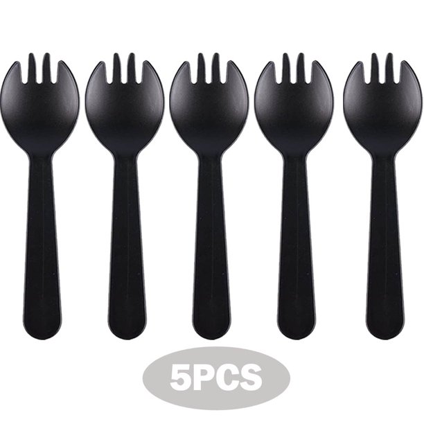 5 PCS Individually Wrapped Plastic Spoons, Disposable Spoons with Long