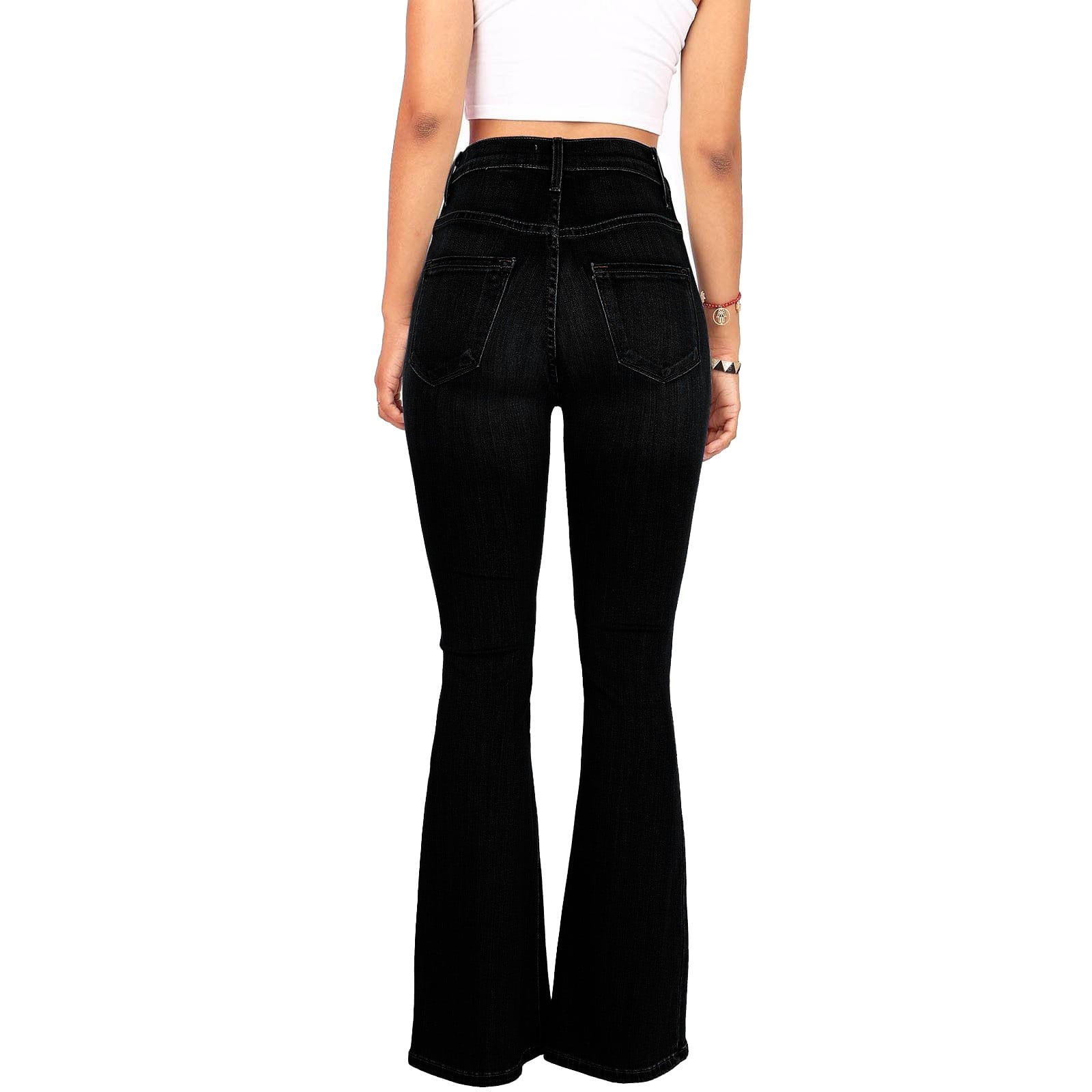 Miluxas Women's Flare Bell Bottom Jeans High Waisted Wide