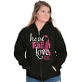 thumbnail image 4 of Hope Faith Love Breast Cancer Support Zip Hoodie Sweatshirt Women Brisco Brands X, 4 of 6
