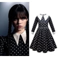 thumbnail image 1 of Girls Wednesday Addams Cosplay Wednesday Dance Dress Costume With Wig zhangyuxiang LED, 1 of 2