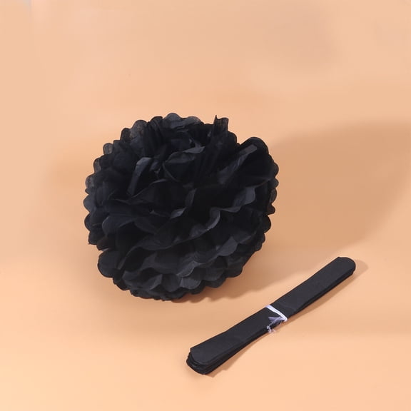 COMPUKAS 12Pcs Black Paper Flower Ball For Diy Wedding And Holiday Decor 30x30cm
