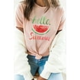 thumbnail image 3 of Hello Summer Watercolor Watermelon Graphic Tee T-Shirt, 3 of 4