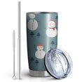 thumbnail image 2 of 20oz Tumblers Blue Christmas Snowman Pattern Stainless Steel Vacuum Insulated Double Wall Travel Tumbler Cups Mug with Lid and Straw,Cleaning Brush for Cold & Hot Drinks, 2 of 7