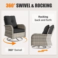 thumbnail image 5 of 13-Piece Outdoor Patio Furniture Set with Rocking Swivel Chair, Wicker Rattan Sectional Sofa Conversation Set with 55,000 BTU Fire Pit Table with Ottomans, Backyard Furniture,Dark Grey, 5 of 8