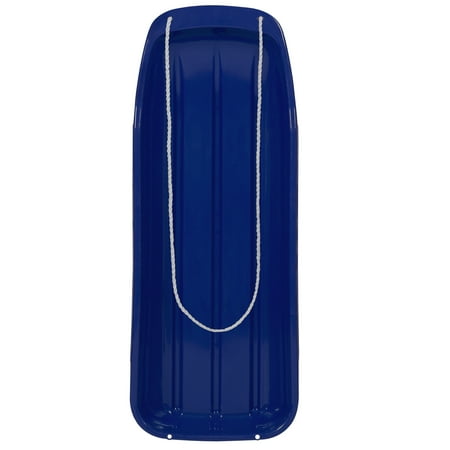Snow Sport Carrier - Best Choice Products 48in Kids Outdoor Plastic Sport Toboggan Winter Snow Slider Utility Sled Board Toy w/ Pull Rope, Curved Edges - Blue