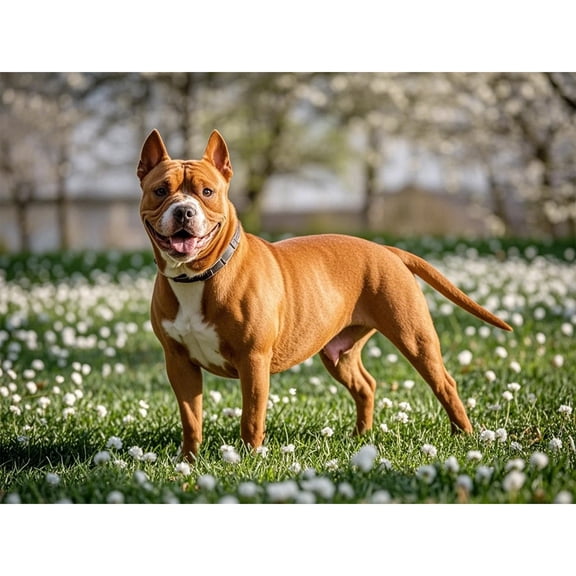 Diamond Painting Red Staffordshire Bull Terrier 5D Diamond Art DIY Kits Full Round Drill Crystal by Number Embroidery Arts and Crafts for Living Room Bedroom Home Wall Decor 12x16 inch
