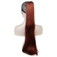 thumbnail image 2 of Lydell Postiche Queue-de-Cheval à Griffes à Clip, Style Droit Long de 24 Pouces, Extension de Cheveux Synthétique avec Pince Mâchoire/griffe (130 Rouge Renard), 2 of 3