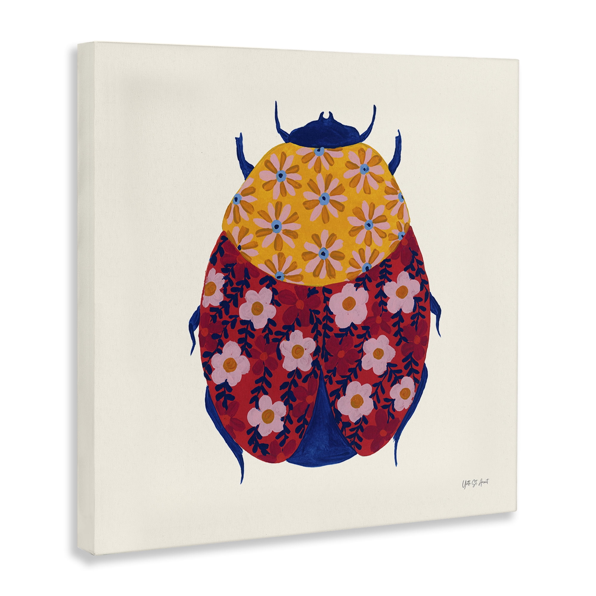 Stupell Industries Chromatic Blooming Beetle Insects Painting Wrapped Canvas Art Print Wall Art, 36 x 36