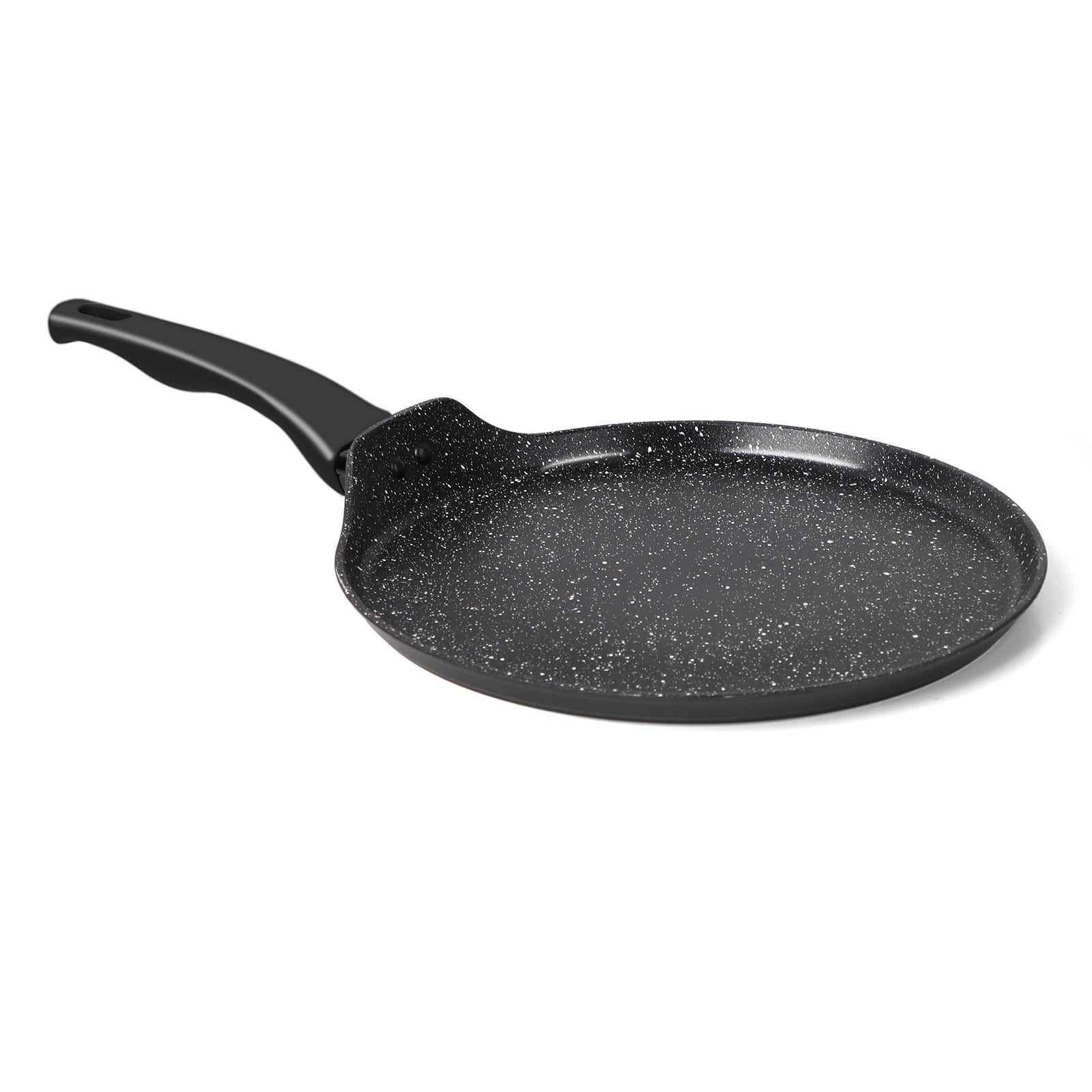 Crepe Pan Nonstick with Spreader & Spatula Kit, Clatine 11 inch Granite Stone Coating Flat Tortilla Skillet Tawa Dosa Pancake Pan , All Stove Tops Compatible, Black