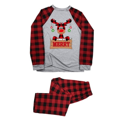 

Randolph Family Matching Christmas Pajamas Set Plaid Sleeves Cute Pattern Printing Festival For Adults & Kids Parent-Child Outfit