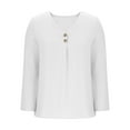 thumbnail image 4 of Womens V Neck T Shirts, Long Sleeve Shirts for Women Summer Casual Vintage Solid Color Button Up Tees Tops S-3XL, 4 of 5