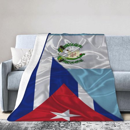 Guatemalan and Cuba Cubans Triangle Flag Blanket Soft Throw Blankets All Season Flannel Blankets 50"X40" for Sofa Couch Bed Living Room Black Throw Blanket