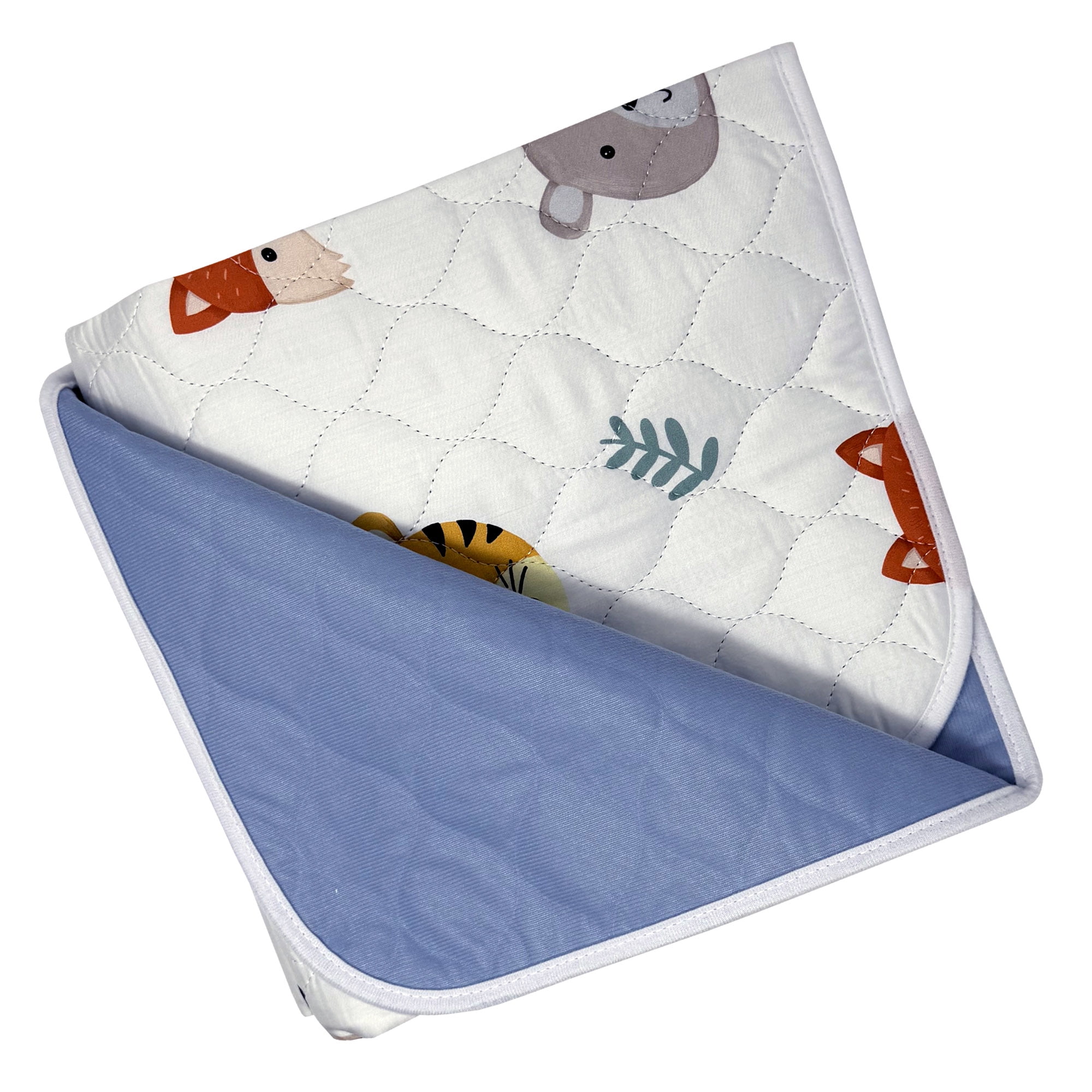 WOVENX Organic Incontinence Pads for Kids & Toddlers - 5 Layer Waterproof Protectors for Overnight Bed Wetting - Reusable & Washable Pee Pads - Fits Twin to Full Size Beds - 34" x 52" Tiger Bear Fox