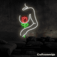 thumbnail image 2 of Craftnamesign Body Girl Line Art With Rose Flower Neon Sign Girl Room Beauty Spa Bar Wall Decor, 2 of 4