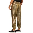 thumbnail image 3 of INSPIRE CHIC Metallic Joggers for Men's Drawstring Waist Party Club Shiny Disco Pants Golden 28, 3 of 5