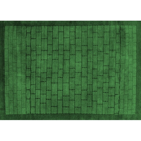 Ahgly Company Indoor Rectangle Abstract Emerald Green Modern Area Rugs, 2' x 3'