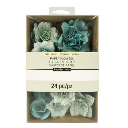 UPC: 0886946839764 | Blue Mulberry Printed Paper Flower Embellishments By Recollections™