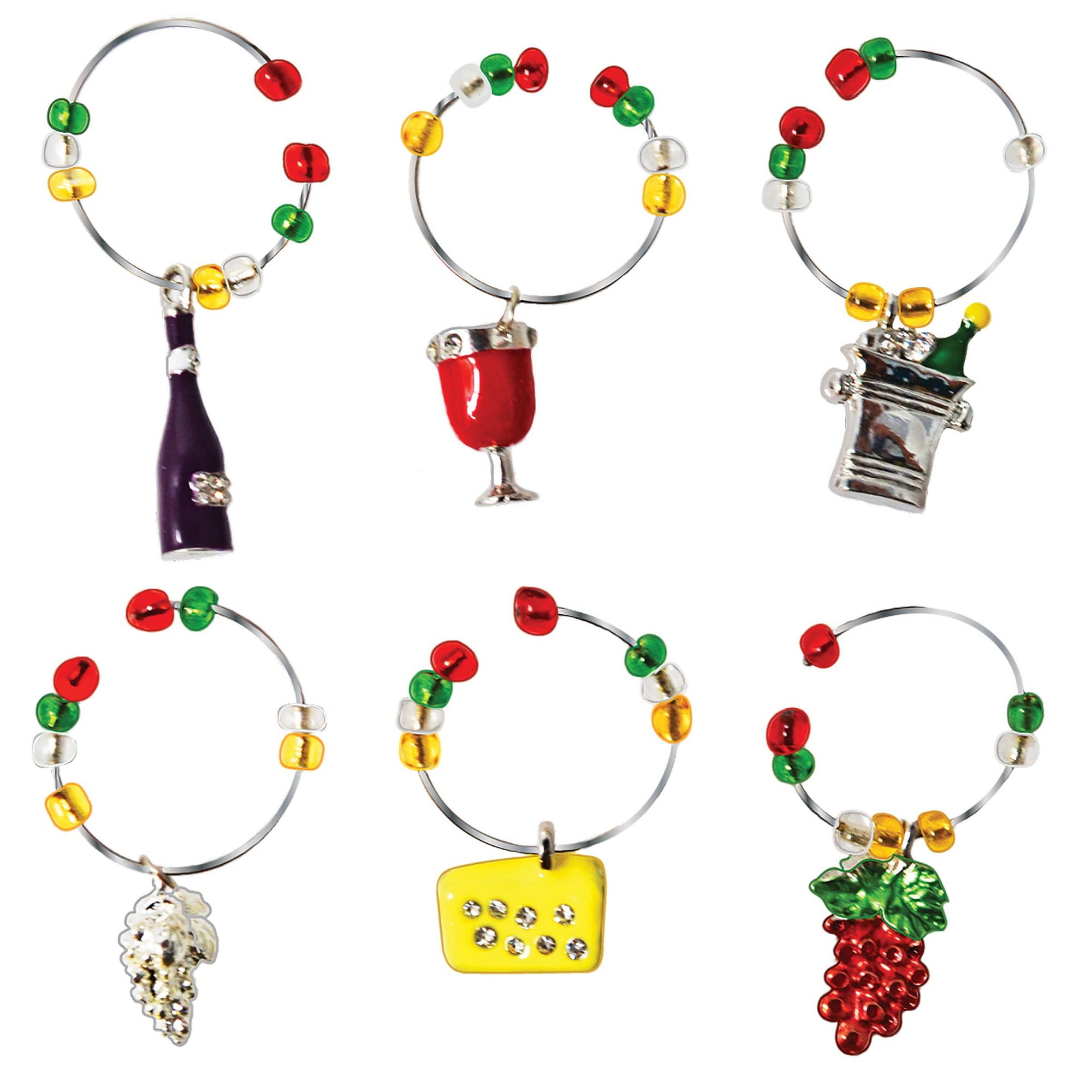 6 Designs To Choose From. Christmas Wine Glass Charms 